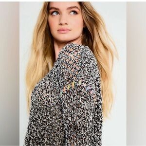 Lisa Todd Open Knit sweater with neon trim size M
